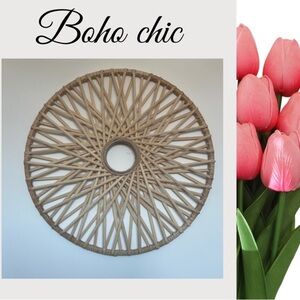 Wall decor circle rattan